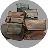 Group photograph of DeeTail Antique bags on a grey circular background